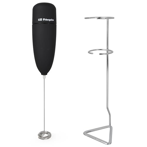 Orbegozo MN 3800 - Mousseur à lait, boîtier au toucher doux, support inclus, fonctionne sur piles, convient pour les sauces, les milkshakes ou les blancs d’œufs, noir