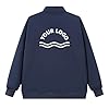 WUWWUT Custom Men's Pullover Personalised Half Zip Stand Collar Sweatshirt Solid Color Casual Sportswear Long Sleeve Fall Wear Navy Blue #2