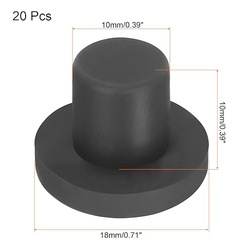 Image of UXCELL High Temp Silicone T-Shaped Solid Rubber Stopper Plugs - Dia 10mm /0.39 inch, Black, Pack of 20 (OD 18mm)