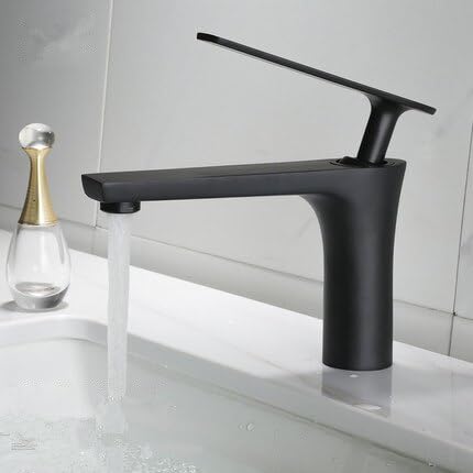 Robinet salle de bain laiton anti-calcaire mitigeur lavabo noir chaud et froid