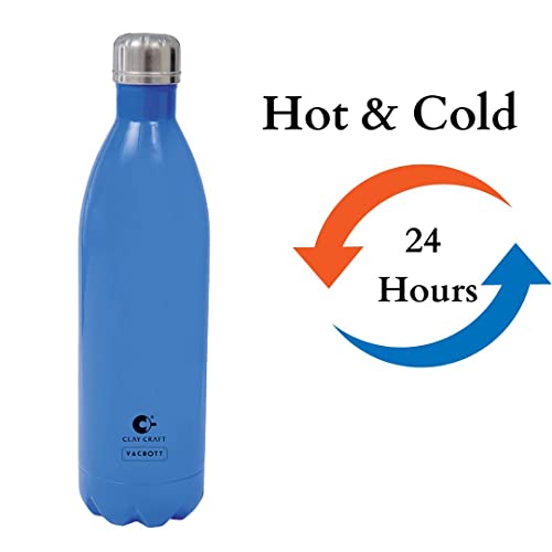 Image of CLAY CRAFT VACBOTT Stark Double Wall|18 Hours Hot and 24 Hours Cold Vacuum Insulated Flask Bottle|1 Pcs, 1000 ml, Water Bottles for Office|Gym|Travelling|BPA-Free|BIS Certified|1Year Limited Warranty
