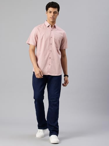 Image of Majestic Man Men's Pure Cotton Dobby Weave Checks Slim Fit Half Sleeve Casual Shirt