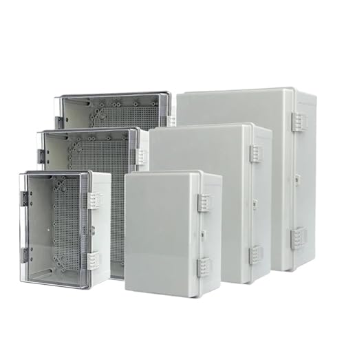Scatola di giunzione impermeabile, IP66, custodia in ABS incernierata con piastra di montaggio per progetti elettrici esterni, 400 x 300 x 200 mm, grigio