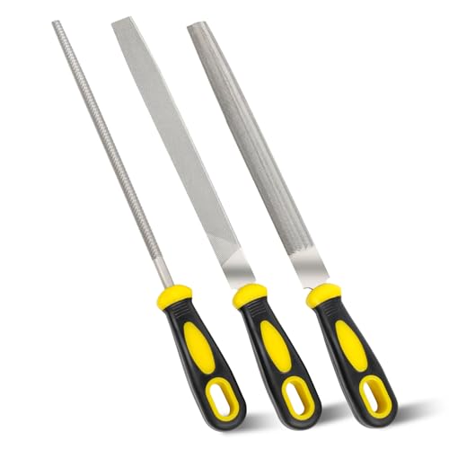 QIHATR Metal File Pack of 3 8 Inch Flat Round & Half-Round