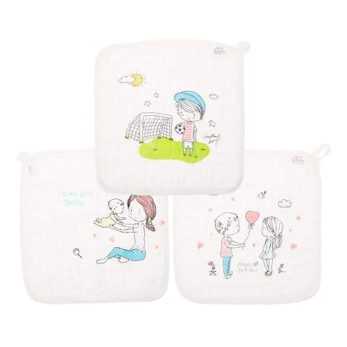 UPKOCH 3 Toallitas para Bebés de Algodón 30X30 CM Toallitas Absorbentes de Saliva Secar Manos Paños Cuadrados Suaves y Transpirables para Recién Nacidos y Pequeños