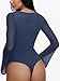 REORIA Women's Fall Fashion 2025 Cute Basic Square Neck Thong Bodysuit Long Sleeve Sheer Mesh Double Lined Trendy Y2K Going Out Leotard Tops Dark Denim XX-Large