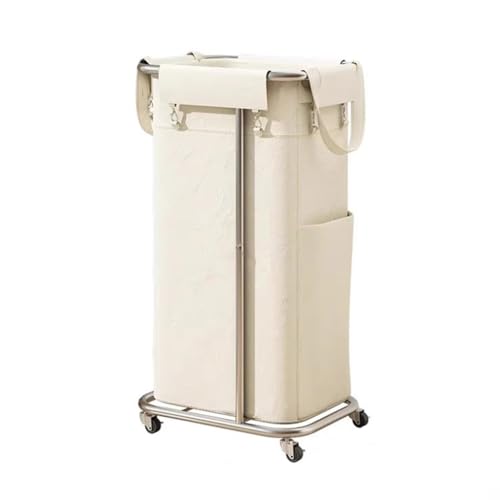 Panier à linge roulant pliable en acier avec sac amovible