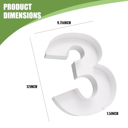Image of 12 inch Fillable Number Paper Mache Cardboard Cutouts Sweet Charcuterie Board Tray (White, 3 Shape)