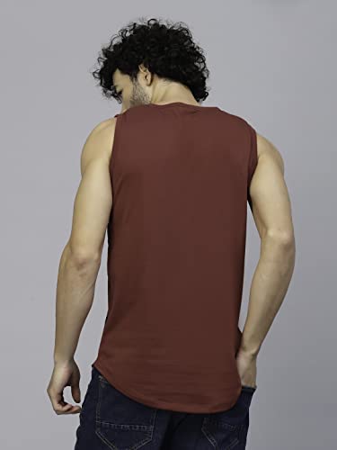 Image of Rigo Stylish Cotton Printed Vest for Men | Round Neck, Slim Fit, Sleeveless T-Shirt Vest for Men | Casual Innerwear Sando for Men & Boys - Perfect for Workouts Gym, Vacations, and Beaches Maroon