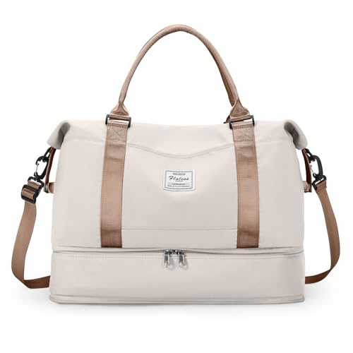 SEAFEW Borsone da Viaggio,Bagaglio a Mano 40x20x25 Ryanair Borsa da Viaggio con Scomparto per le Scarpe,Borsa da Cabina Ryanair 40x30x20 Borsa Sportiva Borsone da Palestra da Weekend,A1-Beige Marrone