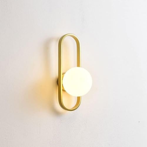 Dopastore Applique da Parete Attacco G9 Design Sfera in Vetro con Anello Allungato Oro Lampada da Muro Moderna IP20 da Interni Camere Salone Corridoio