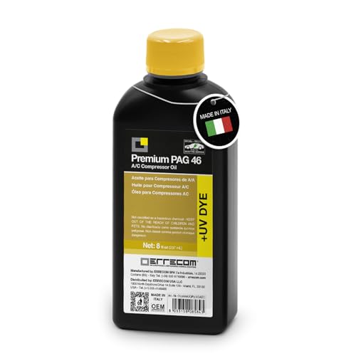 PAG 46 + Dye - 8 flz A/C Compressor Oil for Vehicles Including Electric Compressors Working with R134a and R1234yf