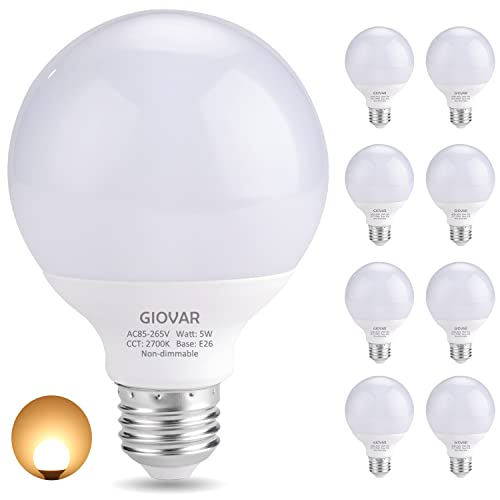 Image of 8-Pack G25 LED Vanity Light Bulbs 120V 40 Watt Equivalent, E26 Base, 2700K Warm White LED Globe Light Bulbs for Bathroom Mirror, Non-Dimmable