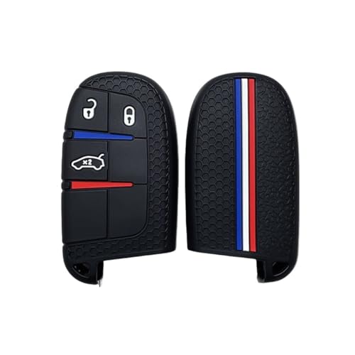 OTMIK Funda de Silicona para Llaves de Coche Apto para Jeep Renegade Compass Chrysler 300C Wrangler Dodge Accesorios para Llaves (3 Botones)