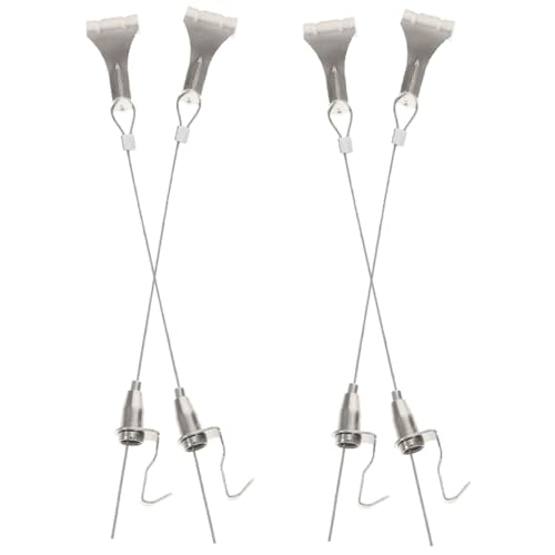 Kisangel Set 4 Pezzi Corde in Acciaio Inox con Ganci Regolabili per Appendere Cornici Cavi Resistenti per Foto e Decorazioni Murali Kit per Uso Domestico Ufficio e Progetti Fai da Te