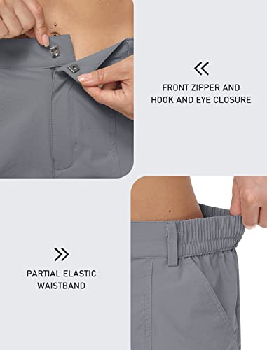 Mofiz Womens Cargo Pants Athletic Shorts For Camping Travel Golf Women's Workout Hiking Shorts Light Grey Medium #TOP5
