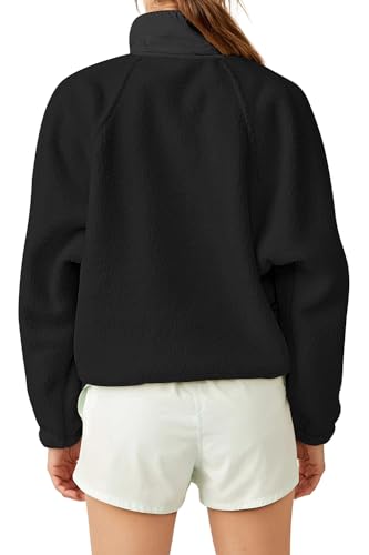 Aoang Womens Oversized Sherpa Jacket Fuzzy Fleece Teddy Coat with Pockets Colorblock2