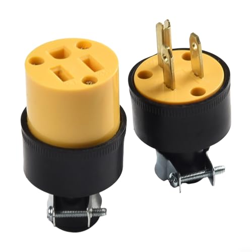 MIKMLYZE Extremos eléctricos de repuesto de 3 puntas, 1, macho 1, juego hembra, para cables de extensión, para conector de alimentación NEMA 5-15P, con clip de hierro, kit de reparación de cable a