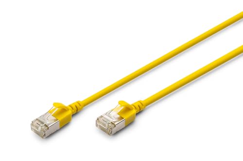 DIGITUS LAN Kabel Cat 6A &ndash; 0,3m &ndash; Slim Version AWG 32/7 &ndash; 10 Gbit/s &ndash; RJ45 Netzwerkkabel &ndash; F-FTP &ndash; PoE+ &ndash; LSZH &ndash; Kompatibel zu Cat7, Cat6, Cat5e &ndash; Gelb