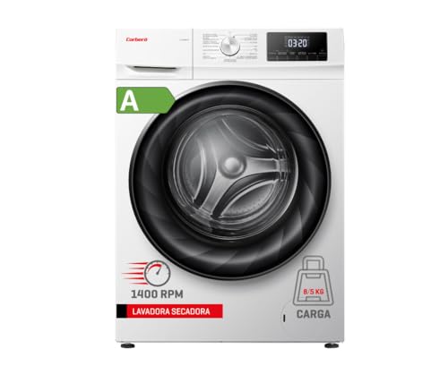 Corberó - Lavadora Secadora Carga Frontal | CLSH85VIN | 8 Kg/5 Kg | 1400 RPM | 15 Programas | Inverter, Lavadora Jet, Vapor, Inicio Diferido | ECOlogic | Puerta XXL | Blanco