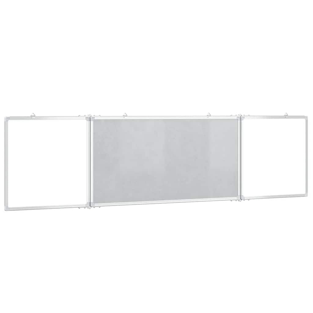 Tableau blanc magnétique pliable de 200 x 50 x 1,7 cm avec cadre en aluminium, surface laquée lisse, 4 crochets mobiles et couvercles de protection pour le bureau et la maison.