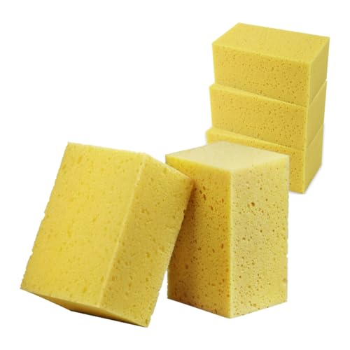 VCYOPN 5 PCS Car Wash Sponges, 8.5"×4.4"×3.5" Water-Absorbent Non-Scratch Cleaning Sponge Auto Washing Supplies, Extra Large Soft Multi-Purpose Sponge for Car Washing Kitchen Cleaning (Yellow)