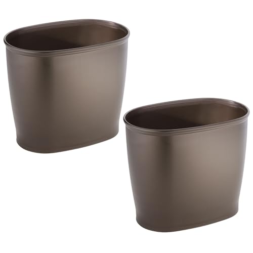 Image of iDesign Slim Plastic Bathroom Trash Can, 2-Pack, Bronze | Small Garbage Bin, For Bedroom, Office, Desk, Dorm