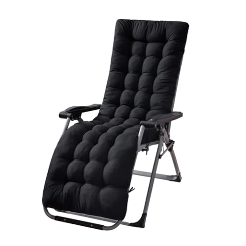 Gfgift Patio Chaise Lounger Cushion Lounge Chair Recliners Chair Cushions Rocking Chair Sofa Cushion with 6 Ties Thick Padded Swing Bench Cushion61x18.89x3.14in (Black)