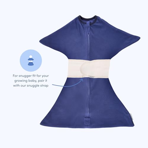 Image of SleepingBaby Zipadee-Zip Fleece Transition Swaddle - Arms-Out Wearable Blanket for Baby Sleep, Soft Breathable Fleece 0.8 TOG - Navy, Medium (6-12 Month)