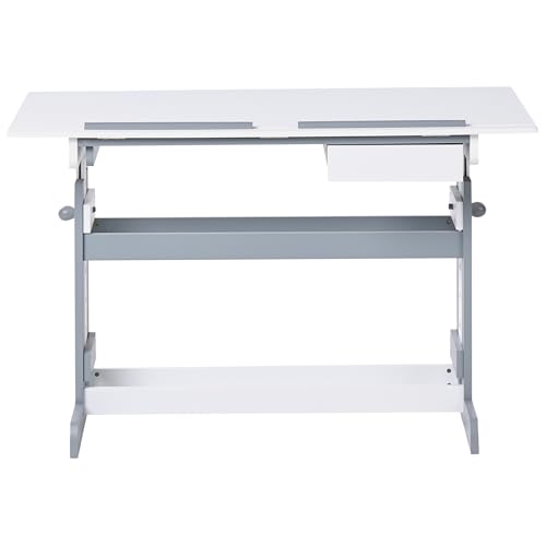 Beliani Escritorio de Altura Regulable Manual para habitación Infantil MDF Altura y Tablero Ajustables Blanco Nannup - imagen 7