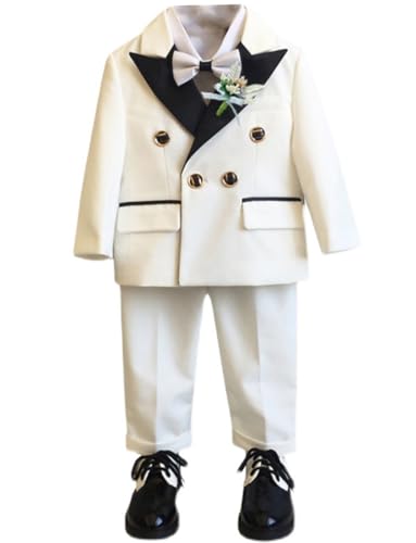 Costume 2 pièces pour garçon Kromoc avec veste croisée à revers en pointe pour cérémonie