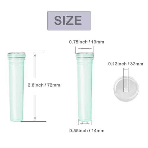 Image of JFFX Floral Water Tubes, 2.8 Inch, Green Color, 20 Pcs | Plastic Flower Vials with Caps for Flower Arrangement Decoration, Bouquet Accessories, Florist Supplies