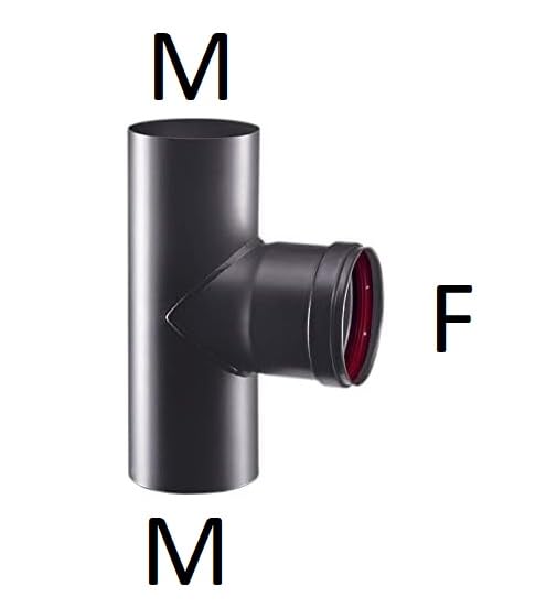Raccordo a T 90° braga codino MM nero pellet con ispezione Bassa Stufa Codino (Diametro D 100mm MASKIO)
