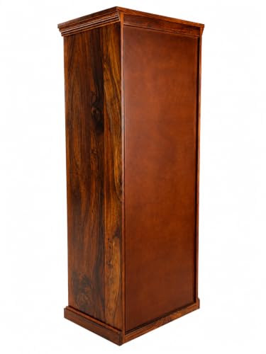 Image of Solid Wood Premium Sheesham Wood Temple Cane Big Size 5 Feet with Door Storage Cabinet | Wooden Mandir for Pooja Room Home | Honey Finish | Mandir for Home Wooden Temple (Cane)