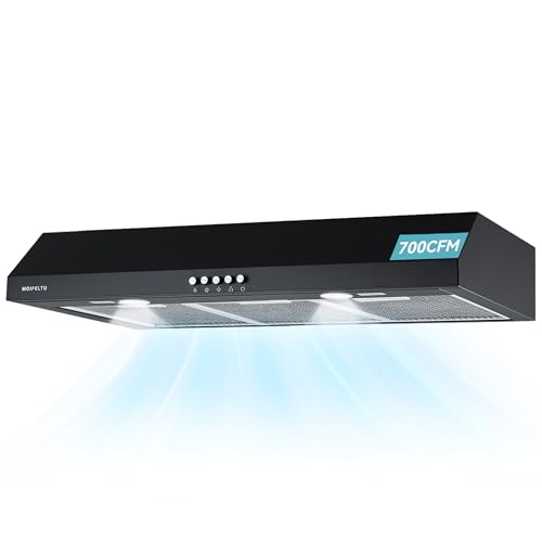 Image of 36 inch Under Cabinet Range Hood, Convertible Ducted /Ductless, 700 CFM Powerful Suction, 3-Speed Touch Control, 2 LED Lights, 6-Layer Stainless Steel Filters, Black