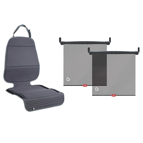 Image of Munchkin Car Seat Cover and 2pk Sun Shades, Includes Protector for Under Baby Car Seats & Toddler Booster Seats and Side Window Roller Shades with White Hot Heat Alert