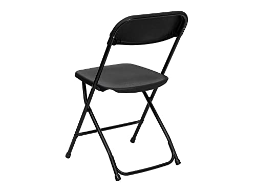 Image of Flash Furniture Hercules Series Plastic Folding Chair - Black - 650LB Weight Capacity Comfortable Event Chair - Lightweight Folding Chair