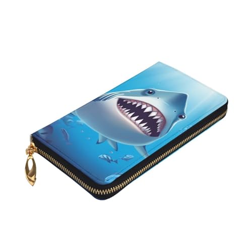 Smiling Shark Wallet For Women Men Clutch Rfid Blocking Leather Wallets Large Capacity Purse Credit Card Holder Money Case With Zipper Phone Holder Long Travel Purse3
