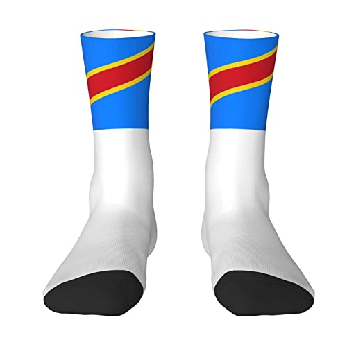 Melbrakin Chaussettes d'équipage de drapeau de la République démocratique du Congo Chaussettes athlétiques d'été évacuant l'humidité pour hommes et femmes