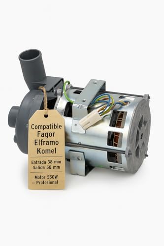 RO Linea Blanca ® Bomba Lavado Lavavajillas Industrial 220V 50Hz 590W 10uF Entrada 38mm Salida 38mm Rotacion Derecha Recambio Profesional Compatible Con Fagor Elframo Komel Azkoyen Futurmat Emmepi
