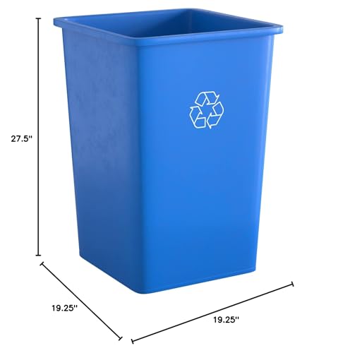 Image of 35 Gallon Blue Square Commercial Trash Can