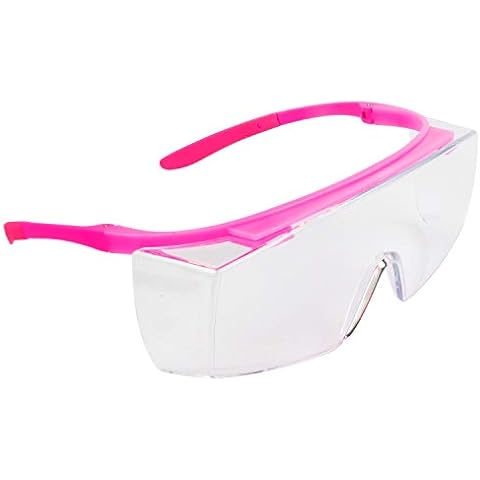 BHTOP Safety Glasses Protective Eye Wear L010 Clear Lens Anti-Fog Goggles Over-Spec Glasses in Pink Cover