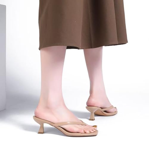 Image of Goderci Kitten Flip Flop Thong Low Heels for Women Square Open Toe Slip On Heeled Sandals