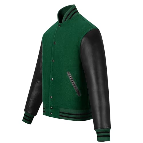 Image of Varsity Jacket Baseball Letterman Jacket- Wool and Leather Premium Quality Unisex Basketball Jacket
