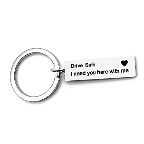 FloralLive Letras grabadas Safe Drive Personalizada Personalizado Llavero de Acero Inoxidable Anillo de la Llave del Coche Marido Novio Llavero de Regalo