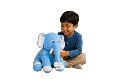 Image of Appu Ele Soft Toy for Girls Boys Kids, Sky Blue, Elephant Animal Plush Stuffed Baby Teddy Gift Birthday, 25 cm