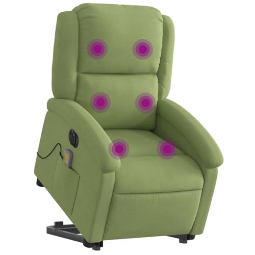 Genérico Sillón de Masaje reclinable elevable Terciopelo Verde Claro,Mobiliario,Sillas,Sillones,Verde,28.45 kg,3204336