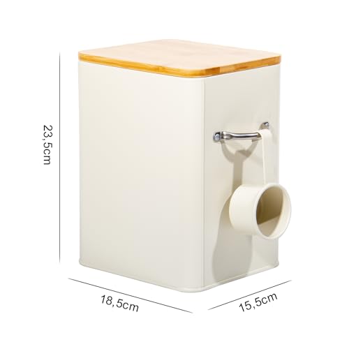 GREELUE 6.5L Waschmittel Aufbewahrung mit Dosierlöffel, Waschpulver Box, Futter Container, Aufbewahrungsbox für Kekse, Kaffeebohnen, Tierfutter (Beige)