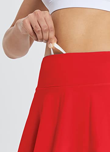 Baleaf Women's Pleated Tennis Skirts Layered Ruffle Mini Skirts With Shorts For Running Workout Red M #TOP4