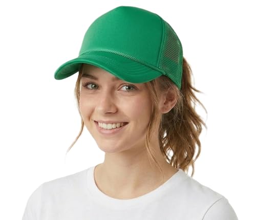 Image of NYFASHION101 Plain Mesh Trucker Hat - Breathable 6-Panel Daily Snapback Cap, Customizable Ideal for DIY Embroidery & Patches